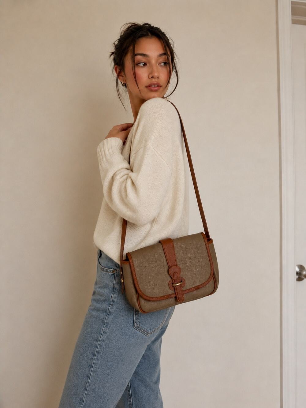 Saddle River Saddle Bag in Taupe, VGUC